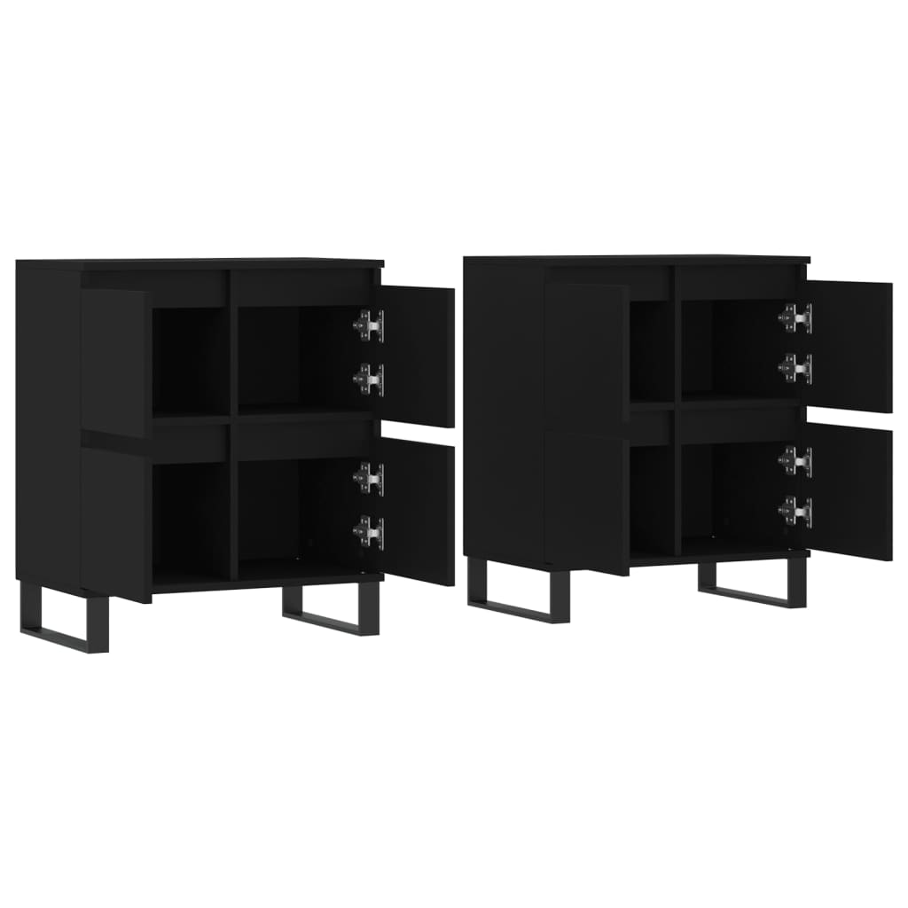 vidaXL Sideboards 2 Stk. Schwarz Holzwerkstoff