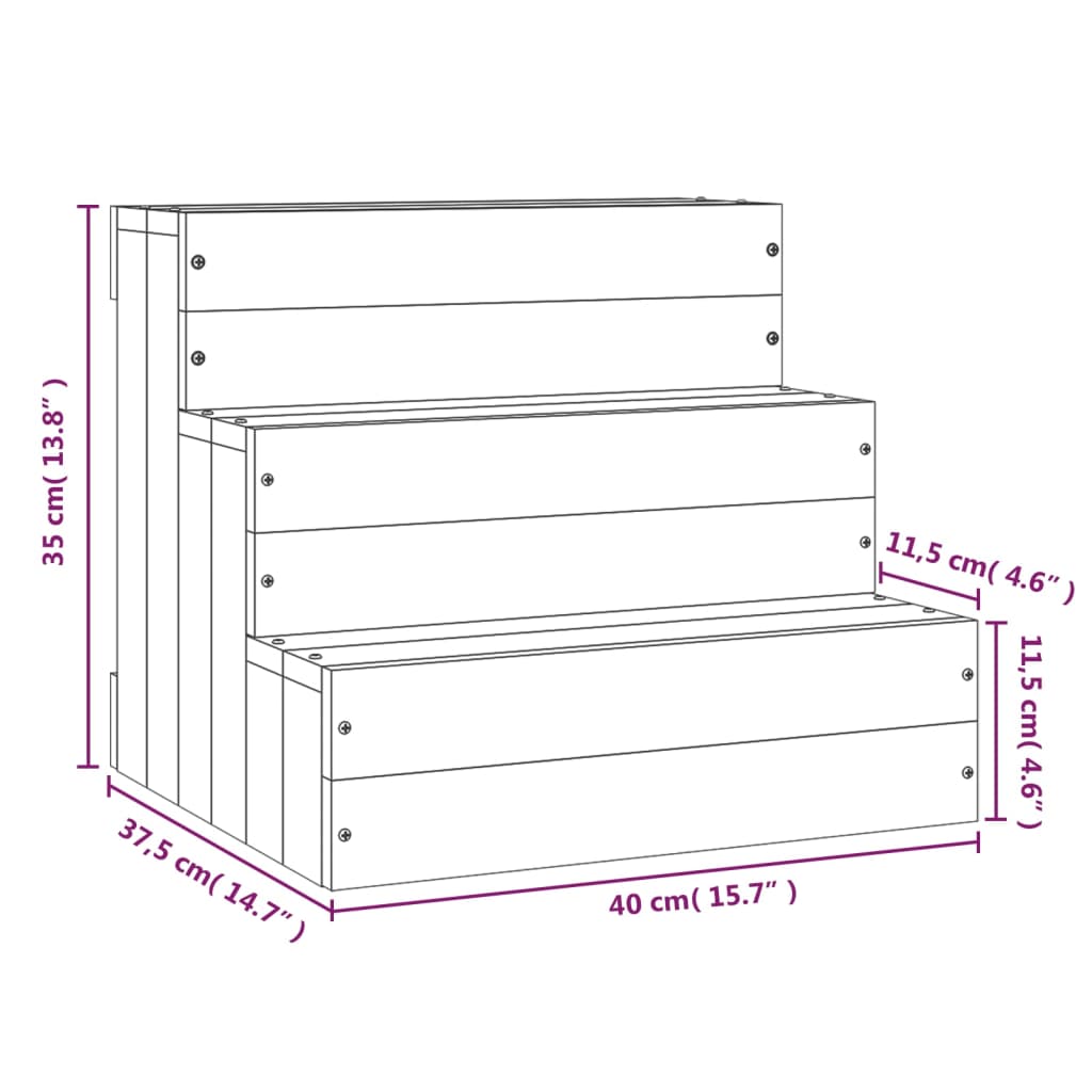 vidaXL Haustiertreppe 40x37,5x35 cm Massivholz Kiefer