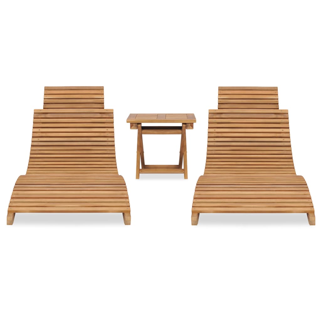 vidaXL 3-tlg. Garten-Lounge-Set Klappbar Massivholz Teak