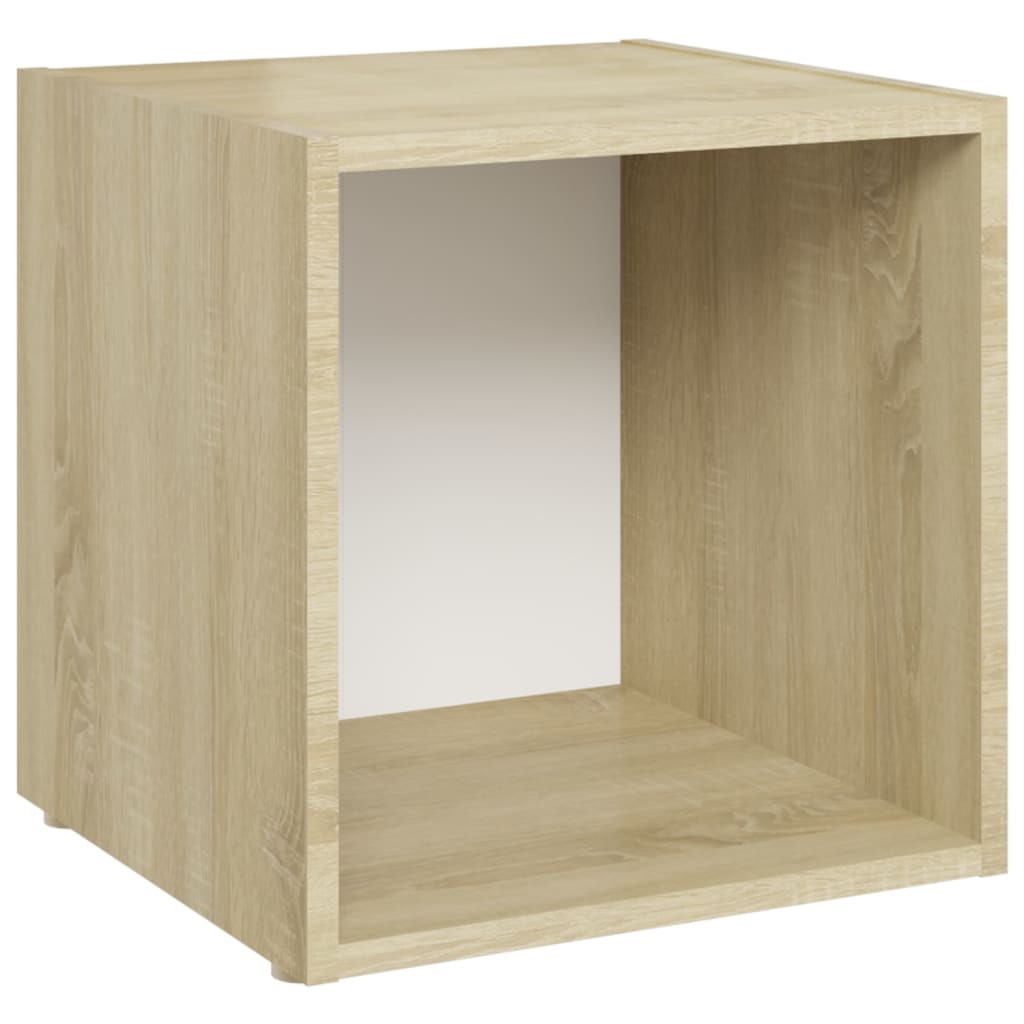 vidaXL 5-tlg. TV-Schrank-Set Weiß Sonoma-Eiche Holzwerkstoff