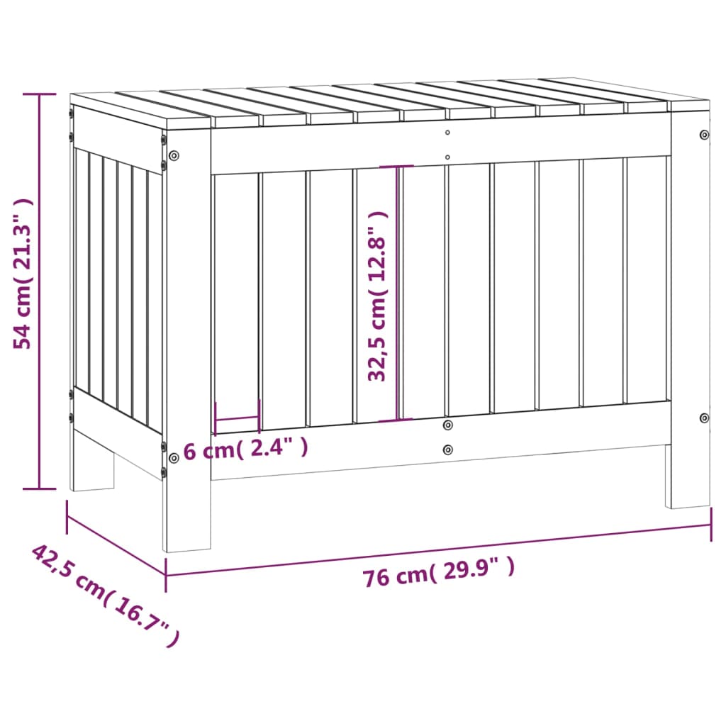 vidaXL Gartentruhe Schwarz 76x42,5x54 cm Massivholz Kiefer