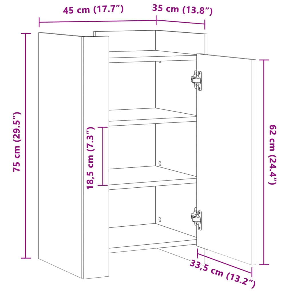 vidaXL Sideboard Weiß 45x35x75 cm Holzwerkstoff