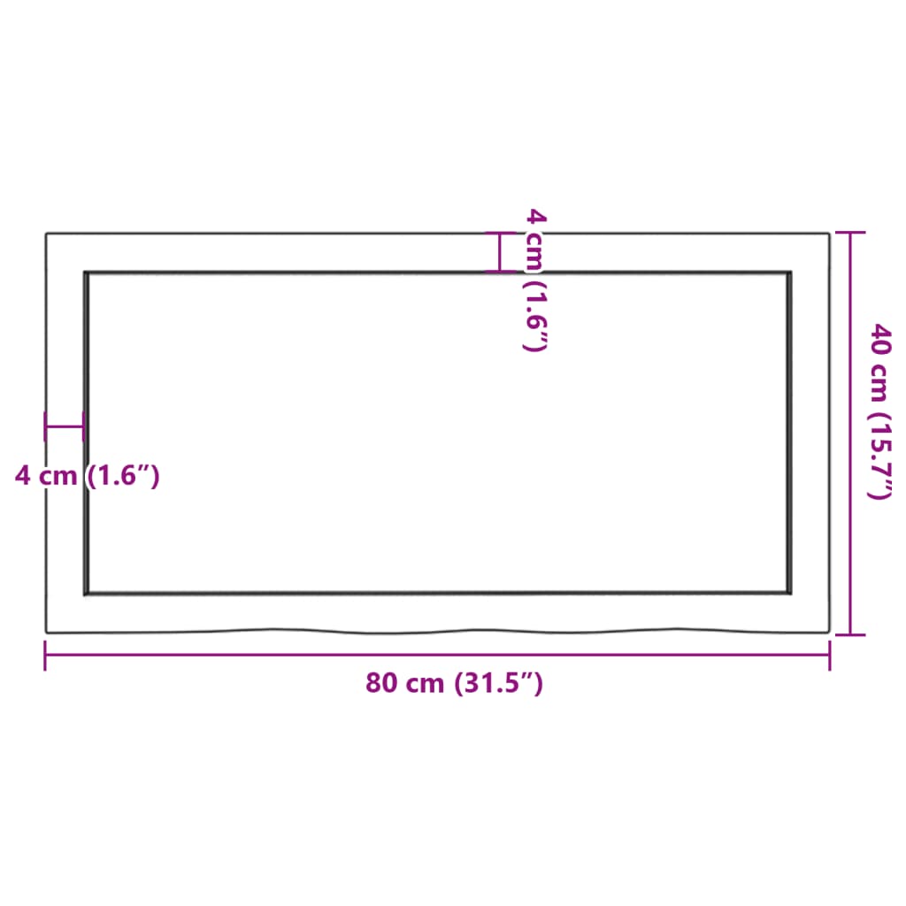 vidaXL Tischplatte 80x40x(2-4) cm Massivholz Eiche Unbehandelt