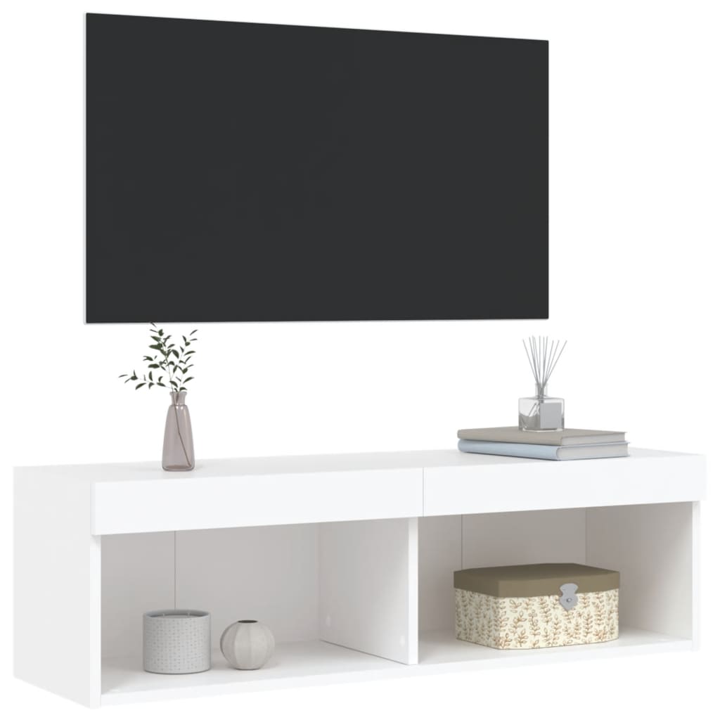 vidaXL TV-Schrank mit LED-Leuchten Weiß 100x30x30 cm