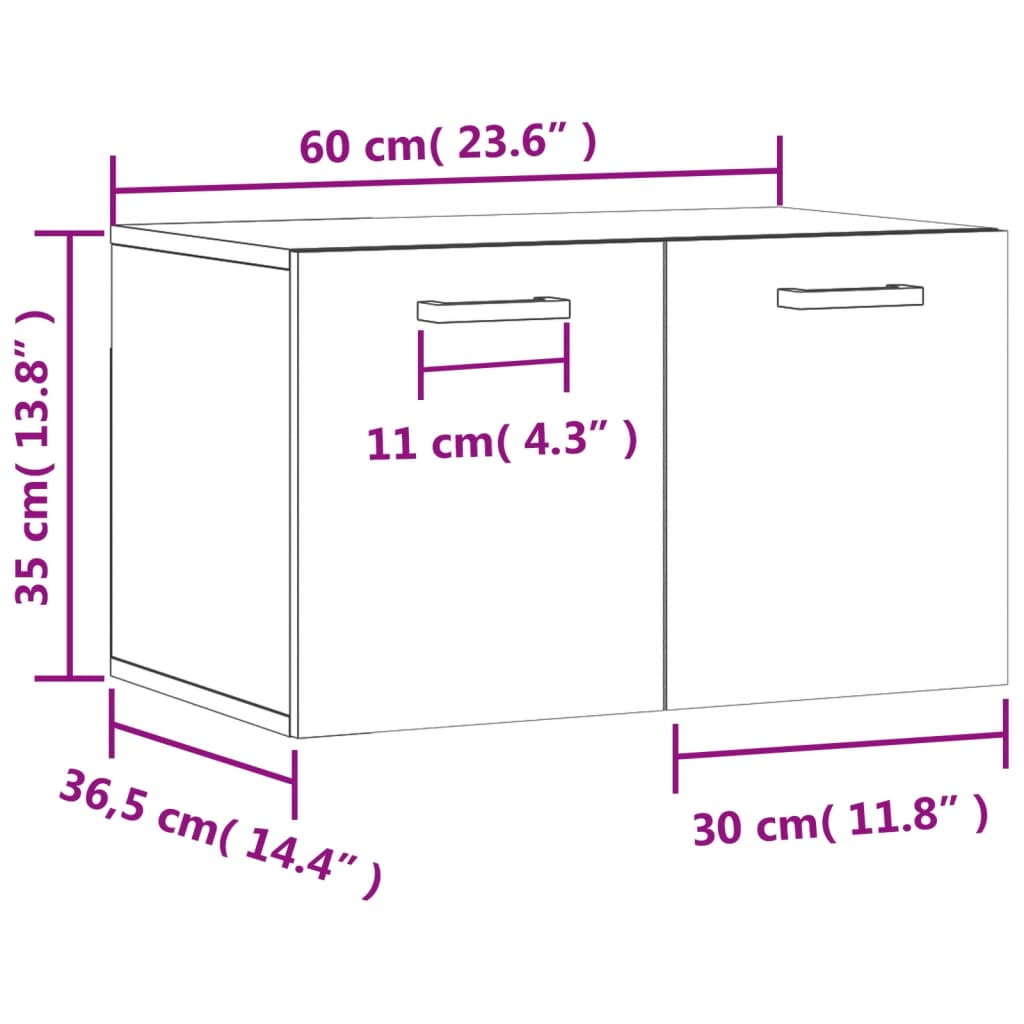 vidaXL Wandschrank Räuchereiche 60x36,5x35 cm Holzwerkstoff