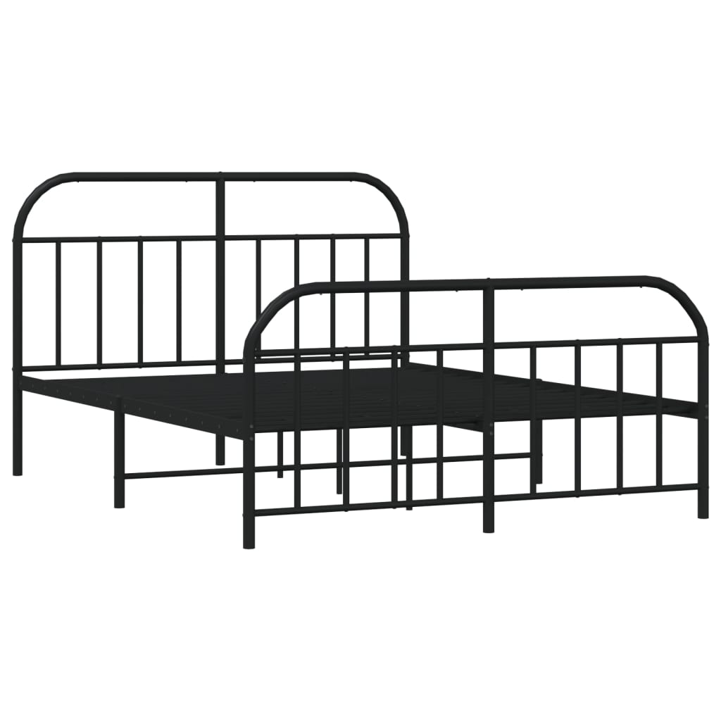 vidaXL Metallbett ohne Matratze mit Fußteil Schwarz 180x200 cm