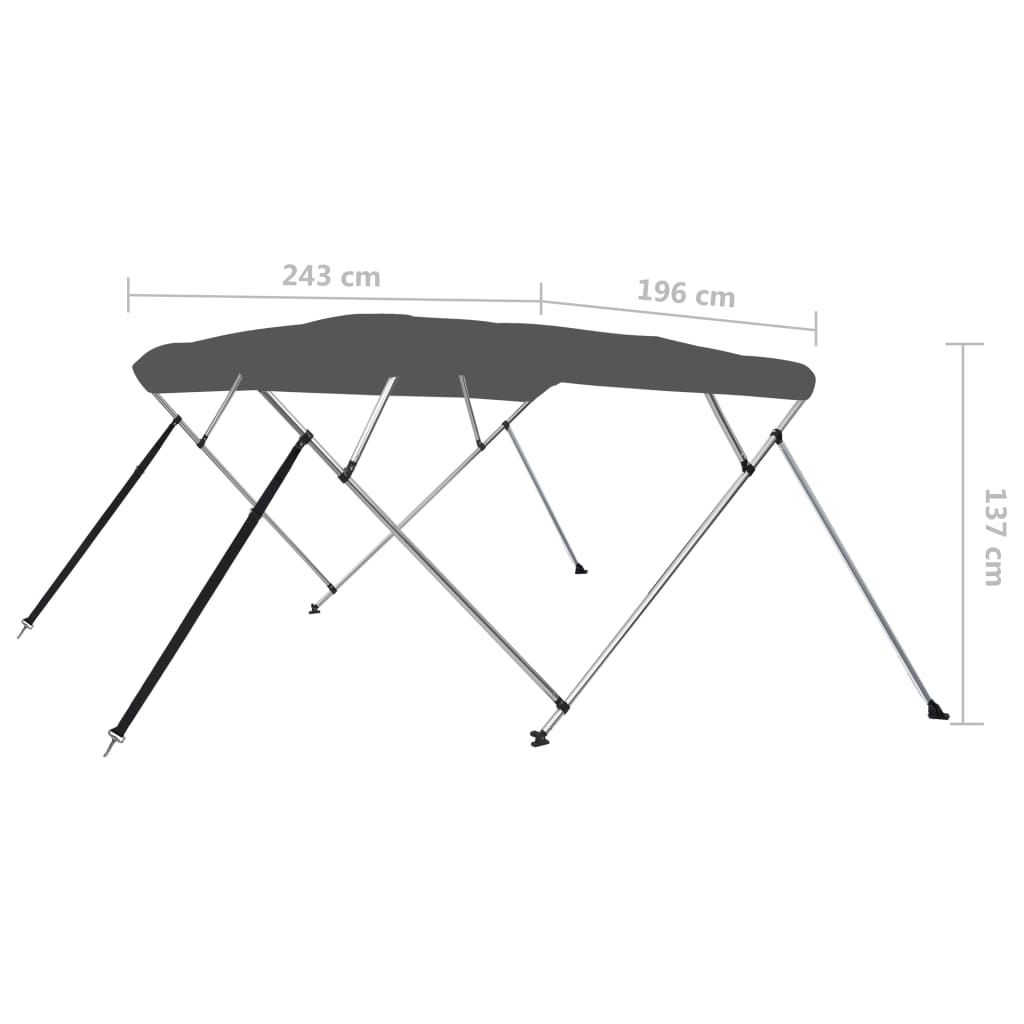 vidaXL 4-Bow Bimini Top Anthrazit 243x196x137 cm