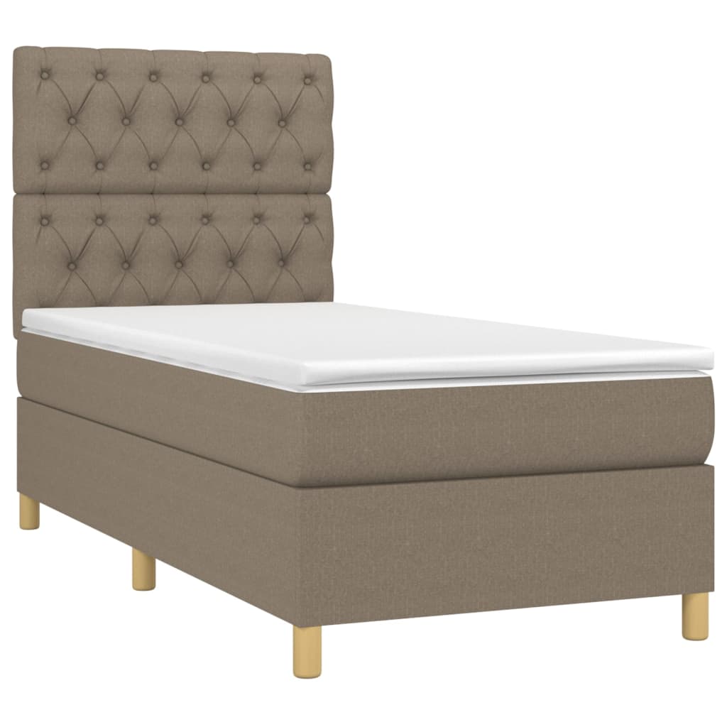 vidaXL Boxspringbett mit Matratze Taupe 80x200 cm Stoff