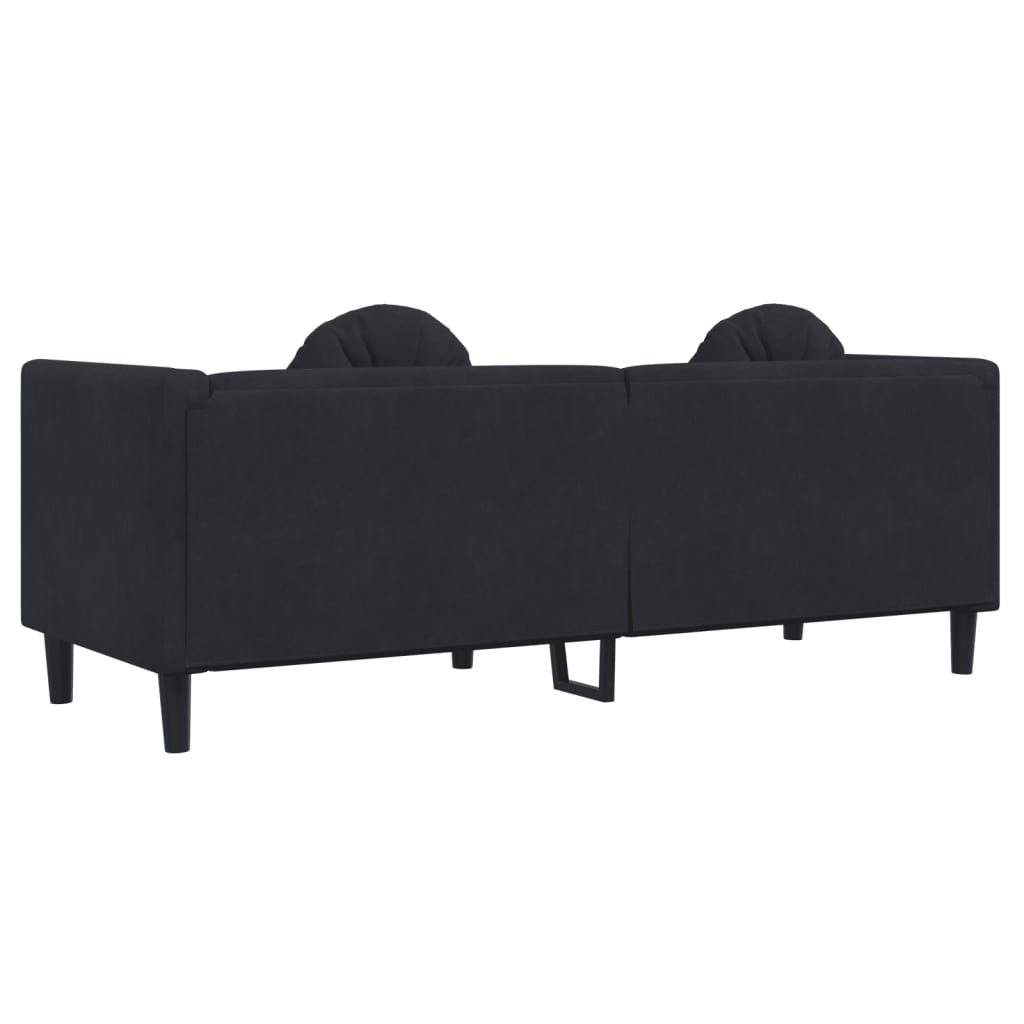 vidaXL Sofa mit Kissen 3-Sitzer Schwarz Samt