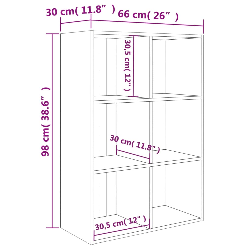 vidaXL Bücherregal/Sideboard Hochglanz-Weiß 66x30x98 cm Holzwerkstoff