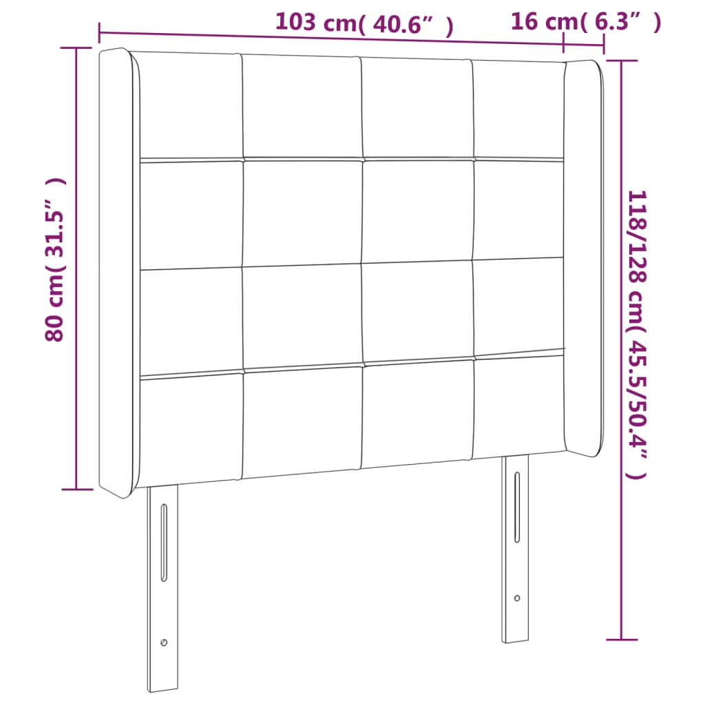 vidaXL LED Kopfteil Dunkelblau 103x16x118/128 cm Samt