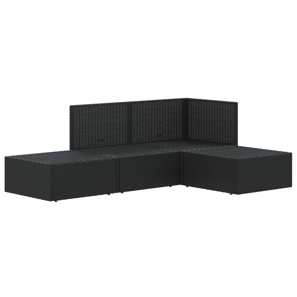 vidaXL 4-tlg. Garten-Lounge-Set mit Kissen Schwarz Poly Rattan