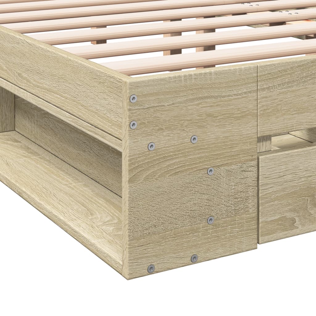 vidaXL Bettgestell mit Schubladen Sonoma-Eiche 140x190cm Holzwerkstoff