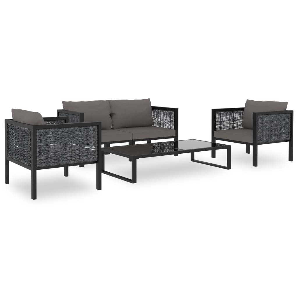 vidaXL 5-tlg. Garten-Lounge-Set mit Auflagen Poly Rattan Anthrazit