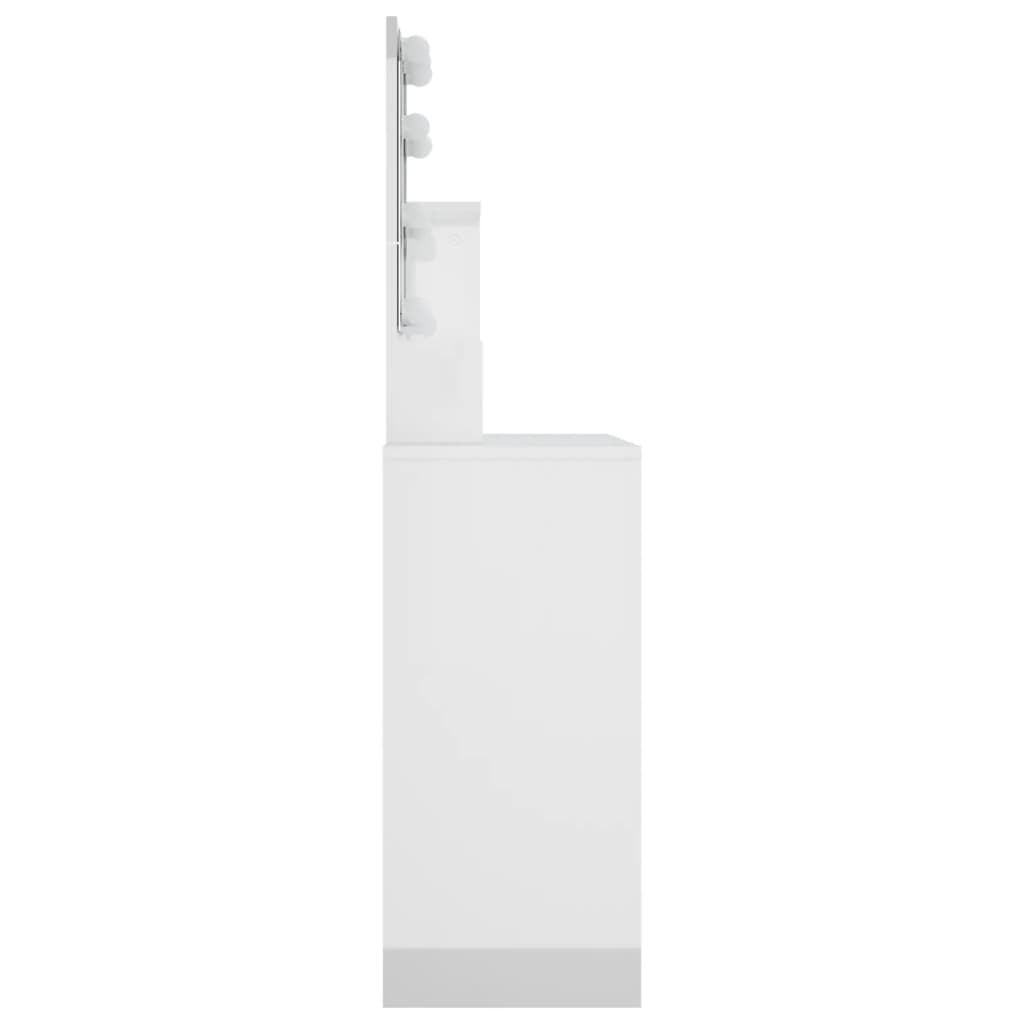 vidaXL Schminktisch mit LED Hochglanz-Weiß 86,5x35x136 cm
