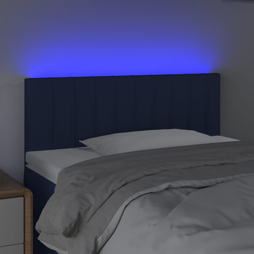 vidaXL LED Kopfteil Blau 90x5x78/88 cm Stoff