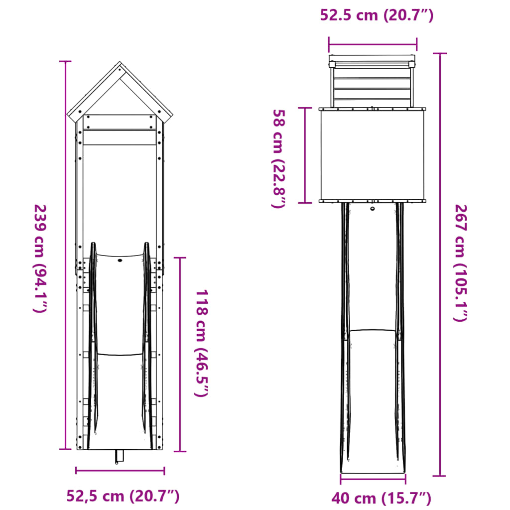 vidaXL Spielturm Massivholz Douglasie