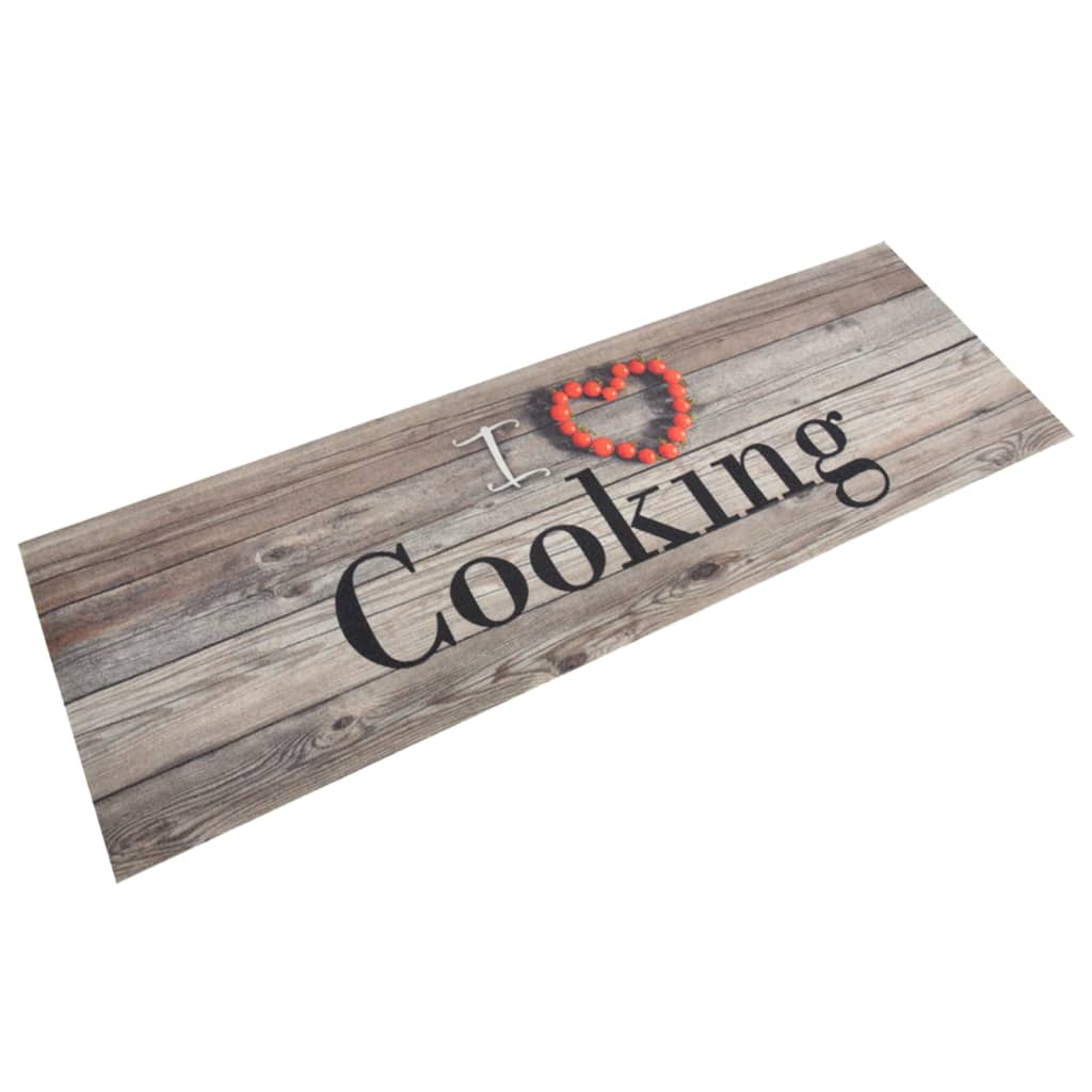 vidaXL Küchenteppich Waschbar Cooking Grau 60x180 cm Samt