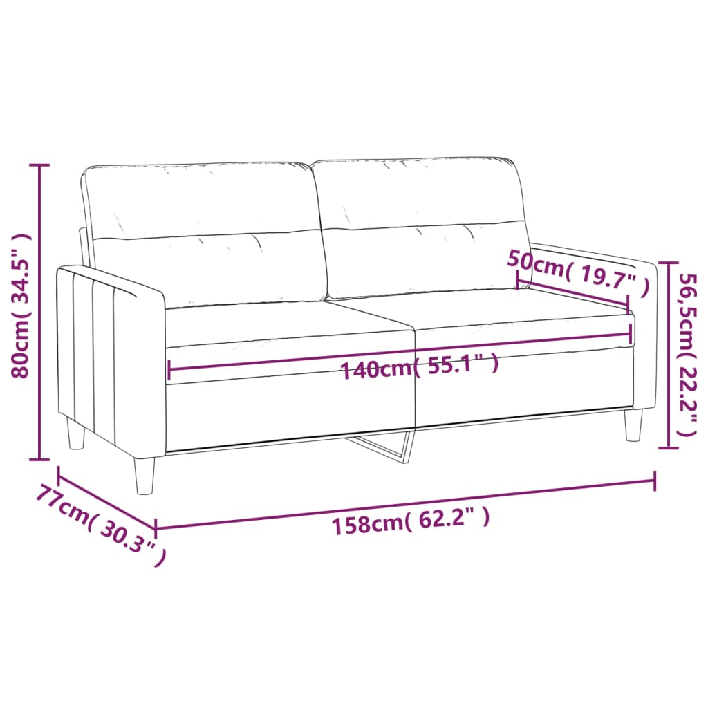 vidaXL 2-Sitzer-Sofa Weinrot 140 cm Stoff