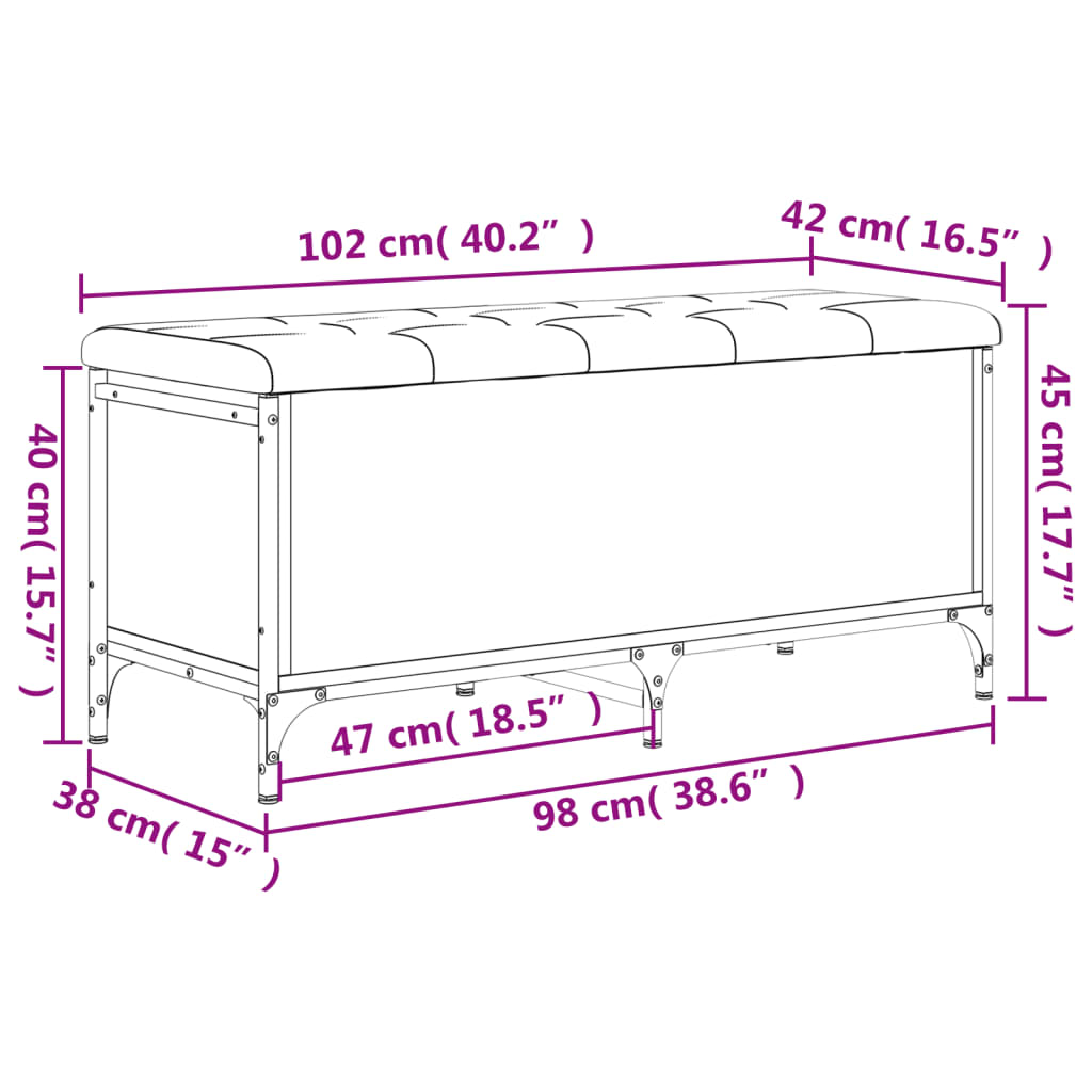 vidaXL Sitzbank mit Stauraum Sonoma-Eiche 102x42x45 cm Holzwerkstoff