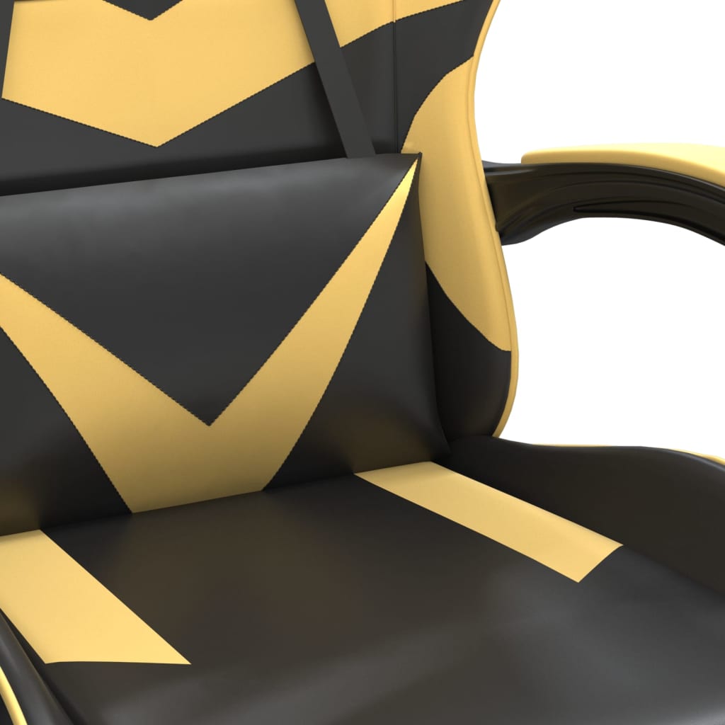 vidaXL Gaming-Stuhl mit Fußstütze Drehbar Schwarz & Golden Kunstleder