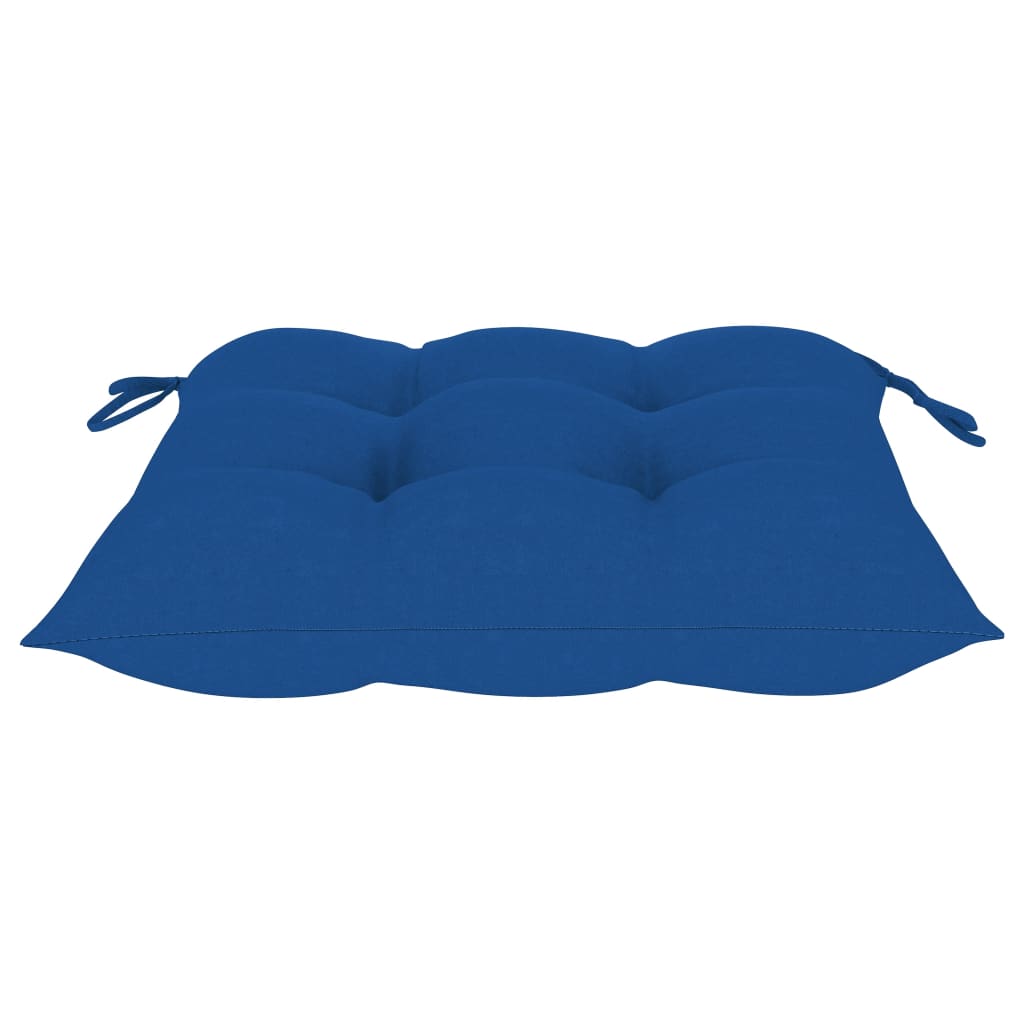 vidaXL Gartenstühle mit Blauen Kissen 6 Stk. Massivholz Teak