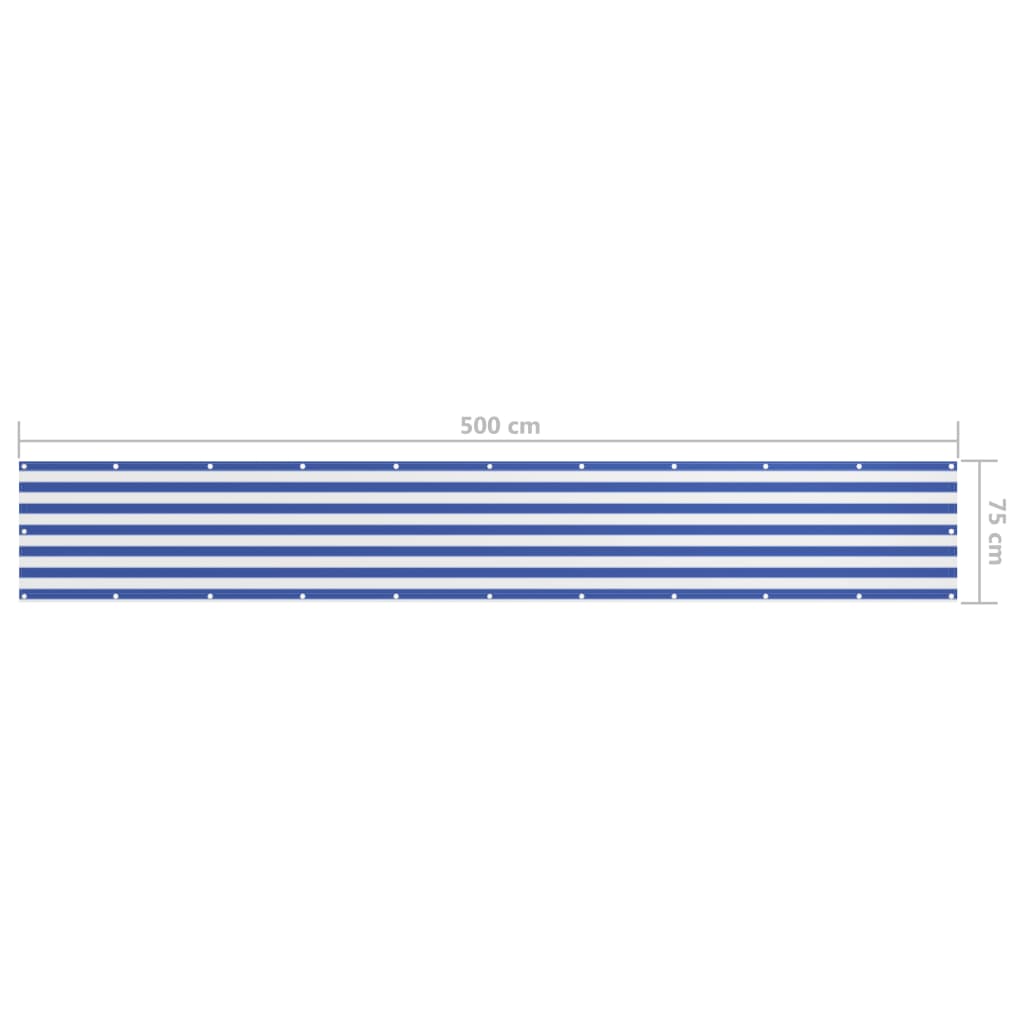 vidaXL Balkon-Sichtschutz Weiß und Blau 75x500 cm Oxford-Gewebe