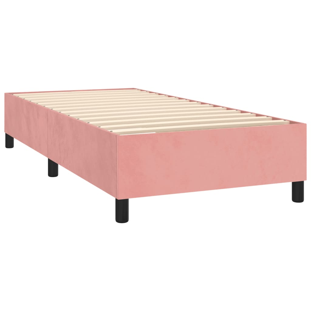 vidaXL Boxspringbett mit Matratze Rosa 90x190 cm Samt