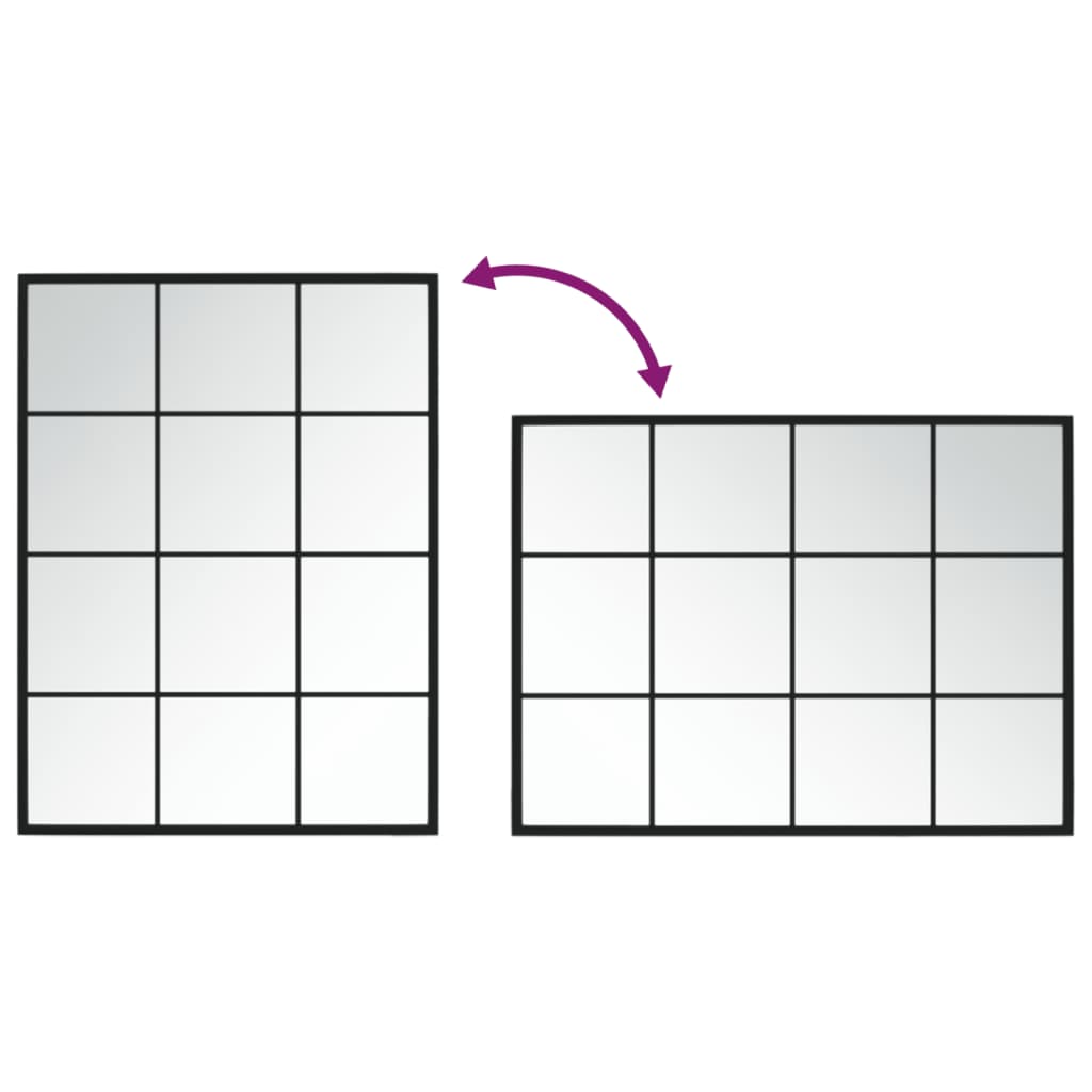 vidaXL Wandspiegel Schwarz 80x60 cm Metall