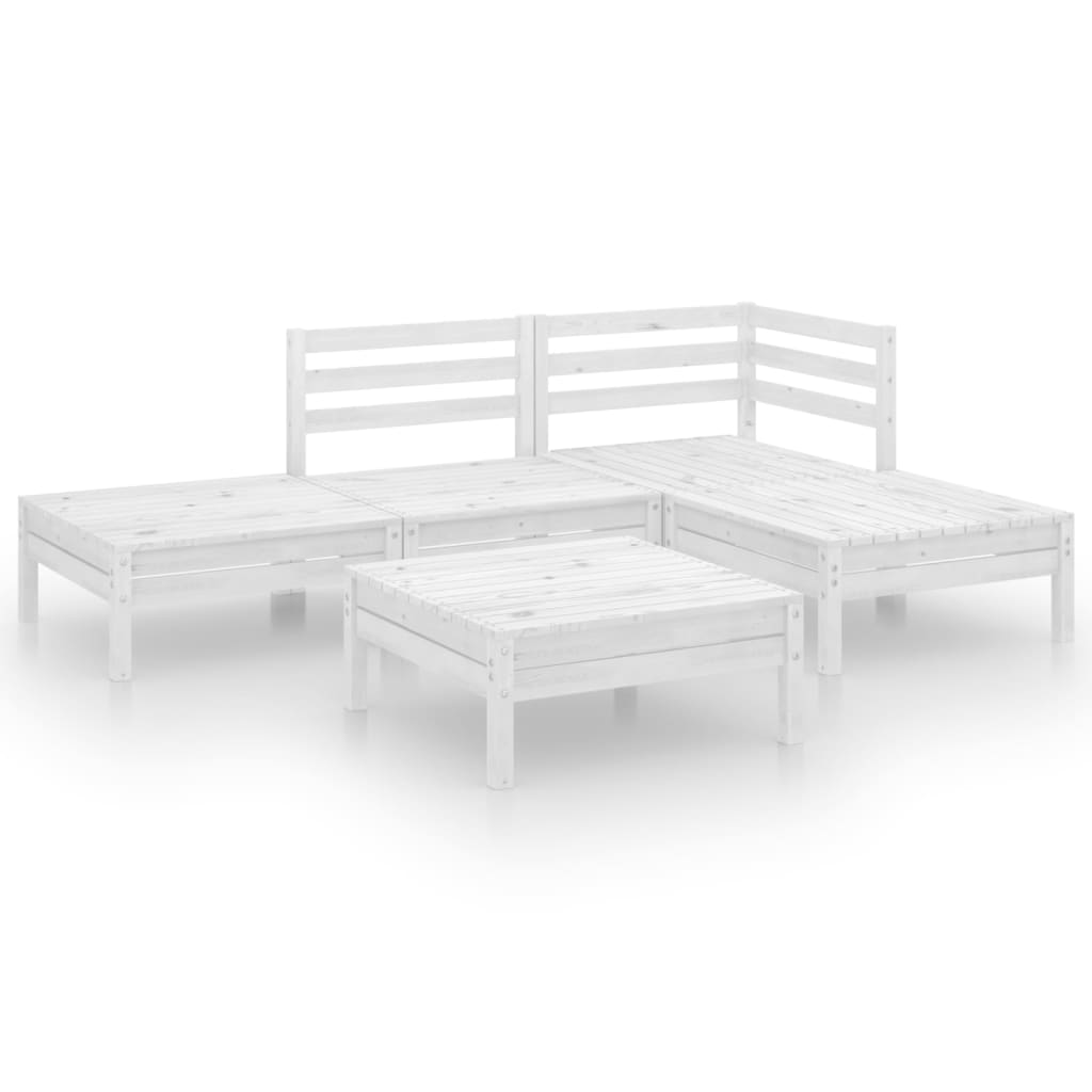 vidaXL 5-tlg. Garten-Lounge-Set Massivholz Kiefer Weiß