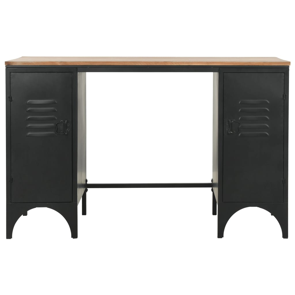 vidaXL Schreibtisch mit Ständer Tannenholz Massiv und Stahl 120x50x76 cm