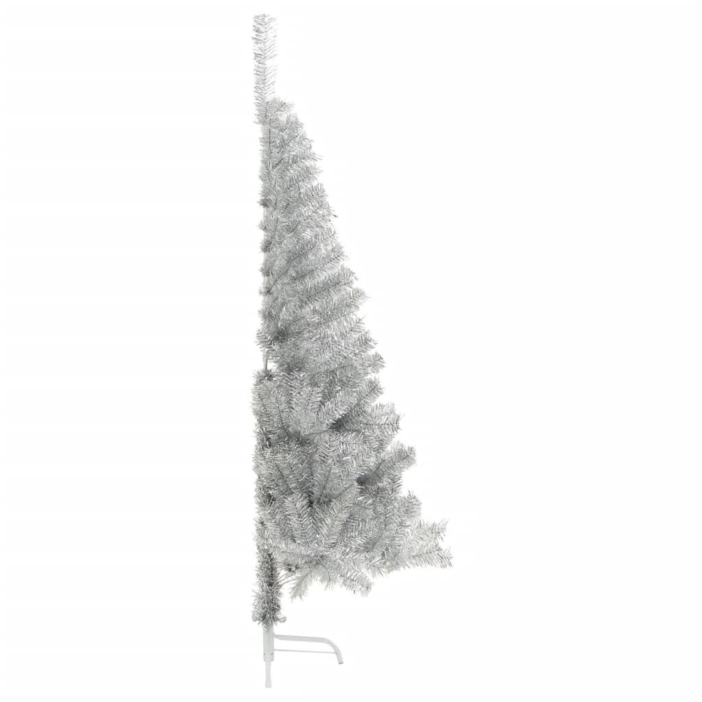 vidaXL Künstlicher Halb-Weihnachtsbaum mit Ständer Silber 180 cm PET