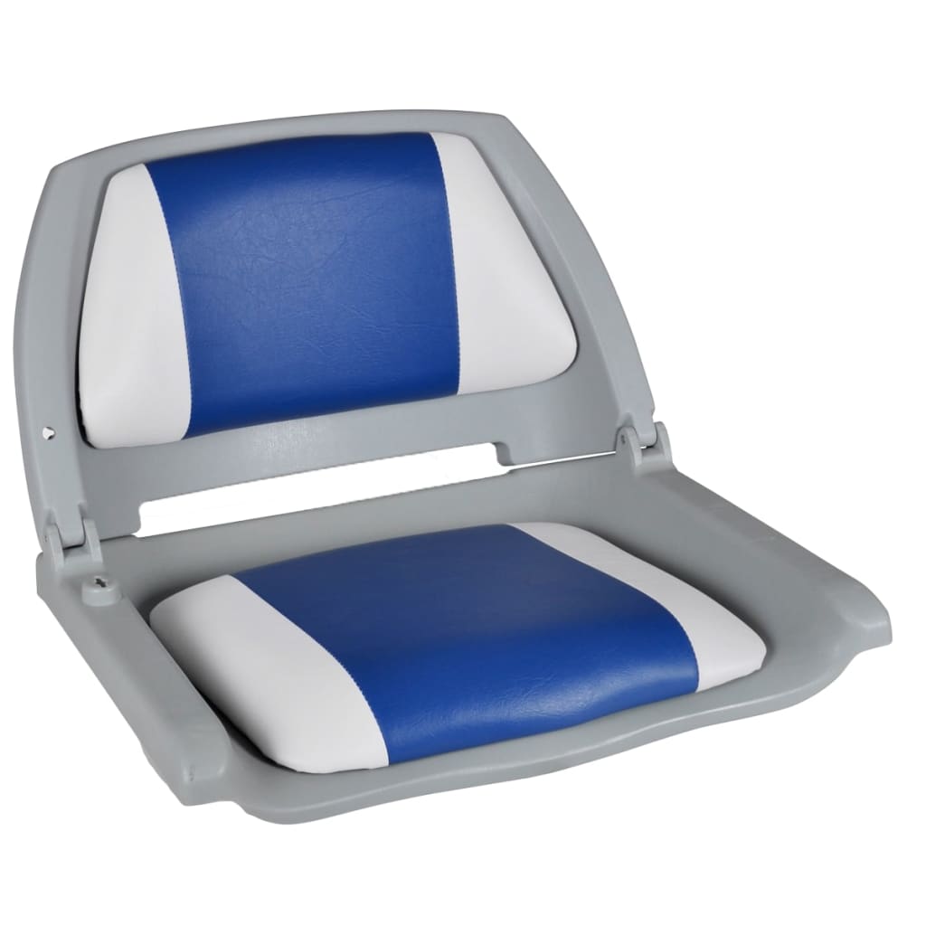 vidaXL Bootssitz Klappbar mit Polster in Blau-Weiß 48x51x41 cm