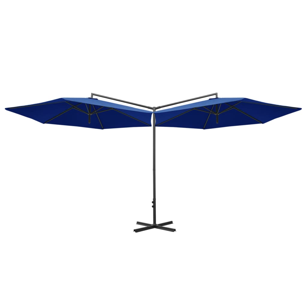 vidaXL Doppel-Sonnenschirm mit Stahlmast Azurblau 600 cm