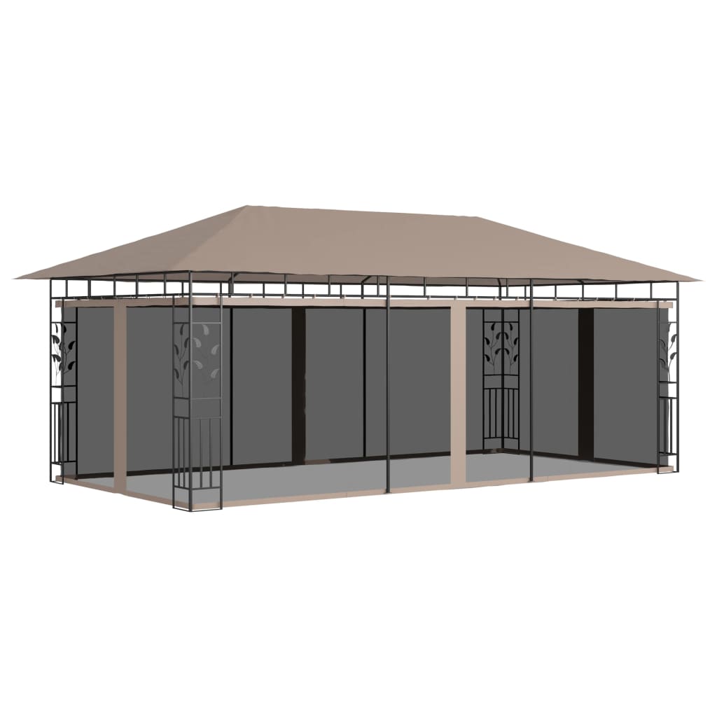 vidaXL Pavillon mit Moskitonetz 6x3x2,73 m Taupe 180 g/m²