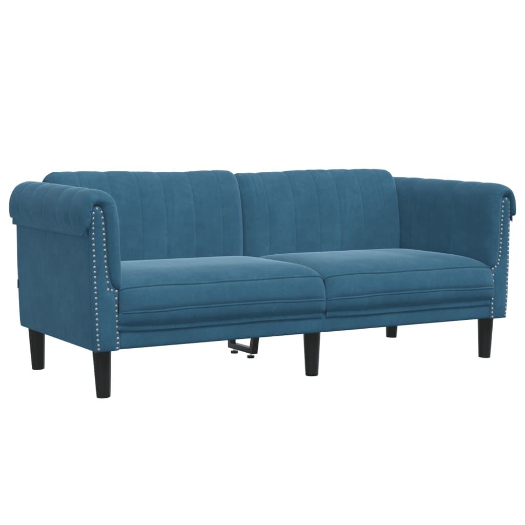 vidaXL Sofa 2-Sitzer Blau Samt