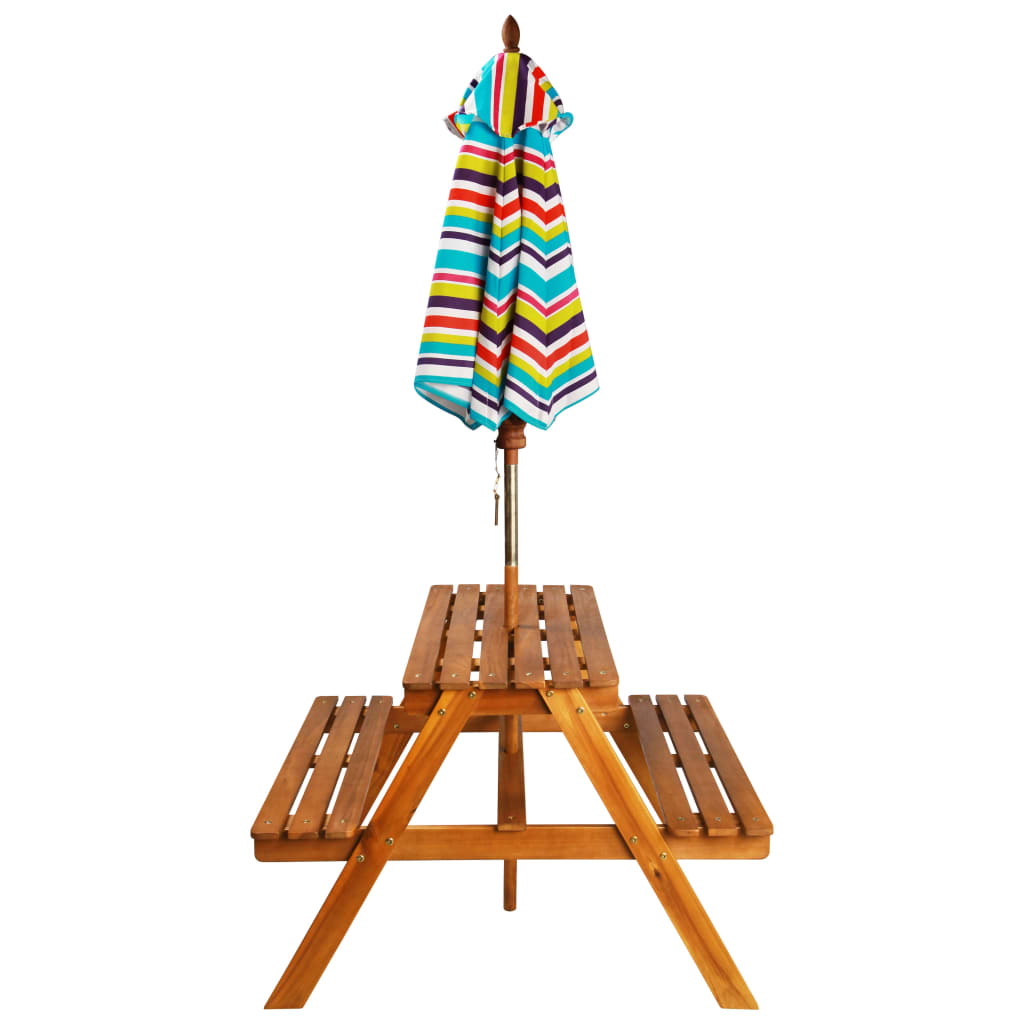 vidaXL Kinder-Picknicktisch mit Sonnenschirm 79x90x60 cm Akazienholz