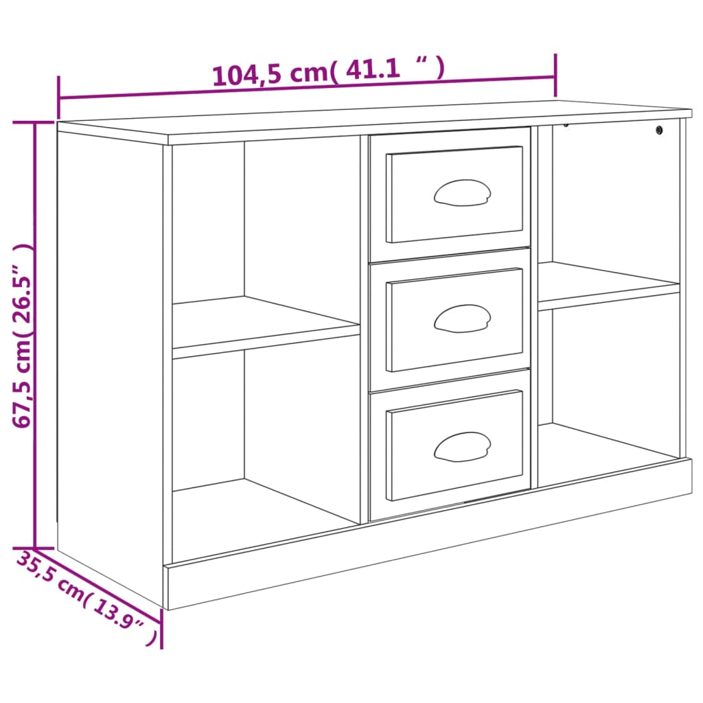 vidaXL Sideboard Sonoma-Eiche 104,5x35,5x67,5 cm Holzwerkstoff