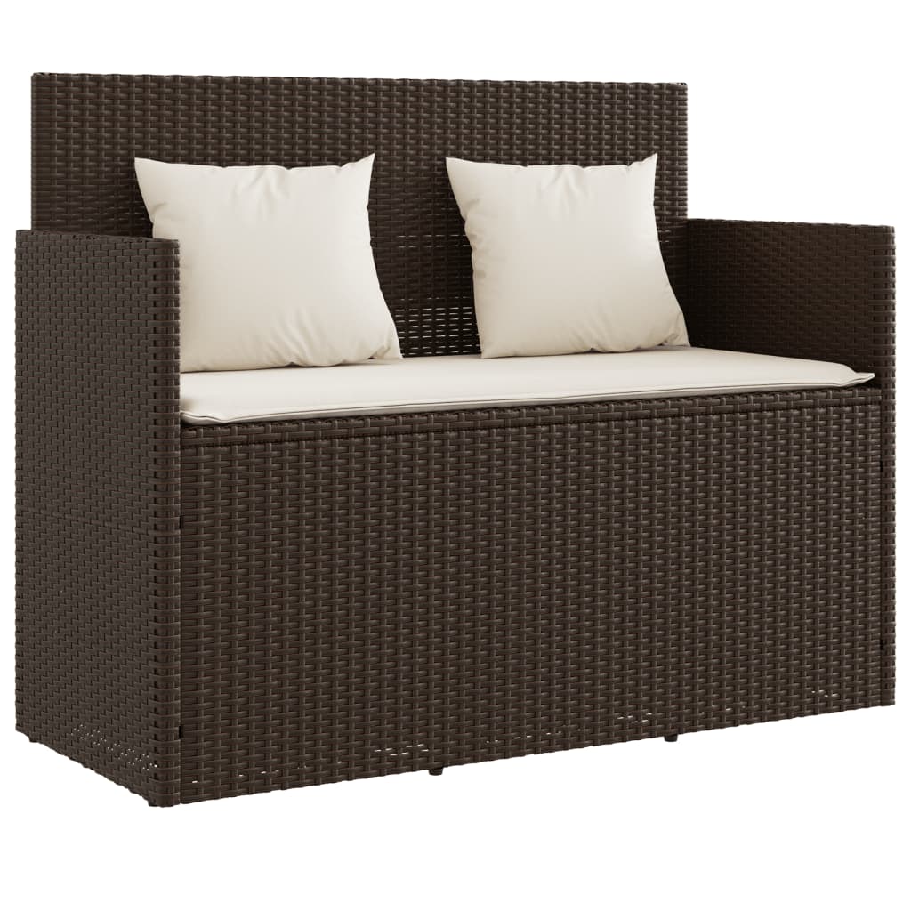 vidaXL Gartenbank mit Kissen Braun Poly Rattan