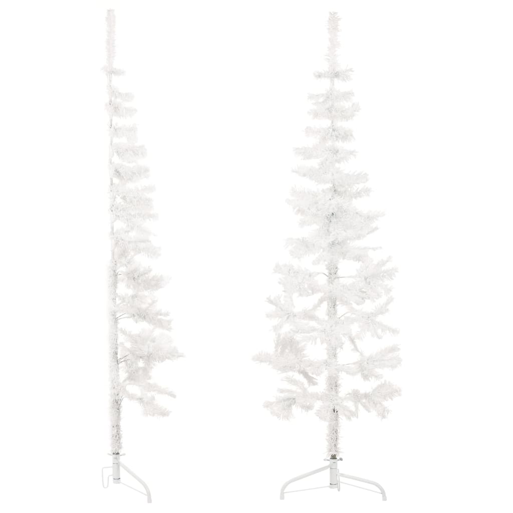 vidaXL Künstlicher Halb-Weihnachtsbaum mit Ständer Schlank Weiß 180 cm