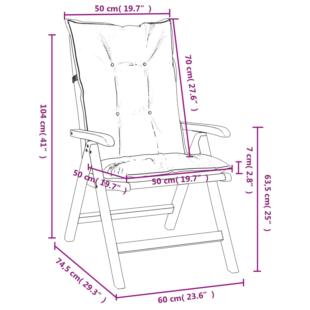 vidaXL Gartenstühle mit Auflagen 8 Stk. Massivholz Teak