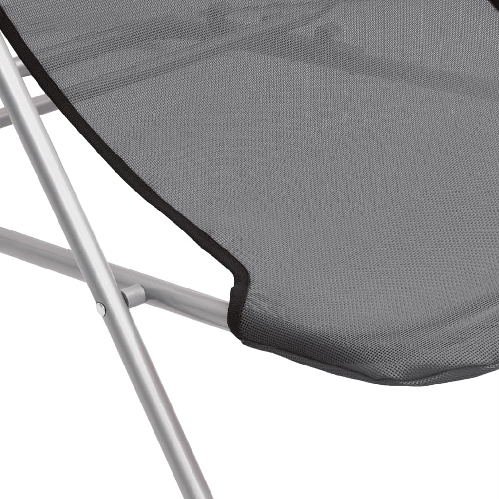 vidaXL Strandstühle 2 Stk. Grau Textilene & Pulverbeschichteter Stahl