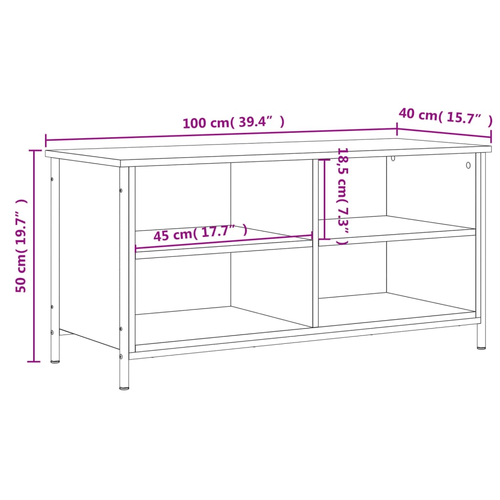 vidaXL TV-Schrank Grau Sonoma 100x40x50 cm Holzwerkstoff