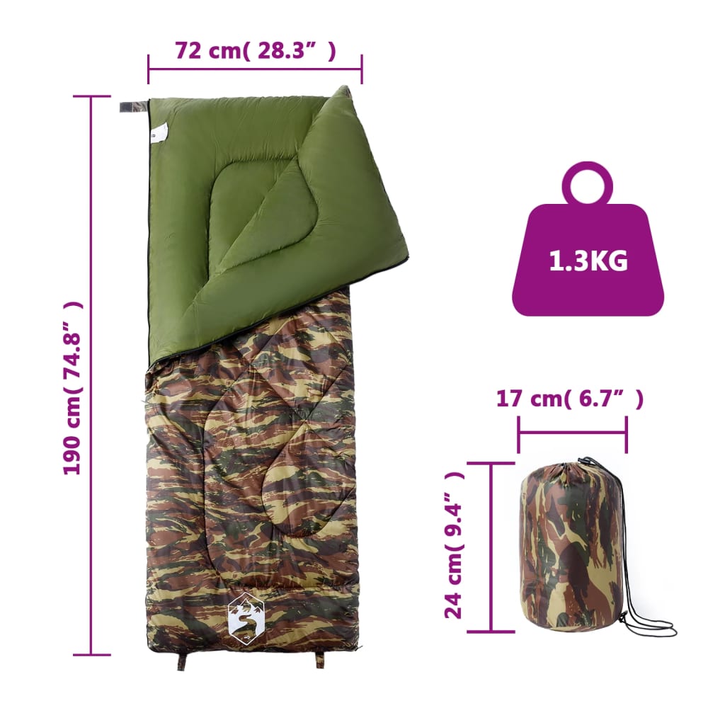 vidaXL Schlafsack für Erwachsene Camping 3 Jahreszeiten