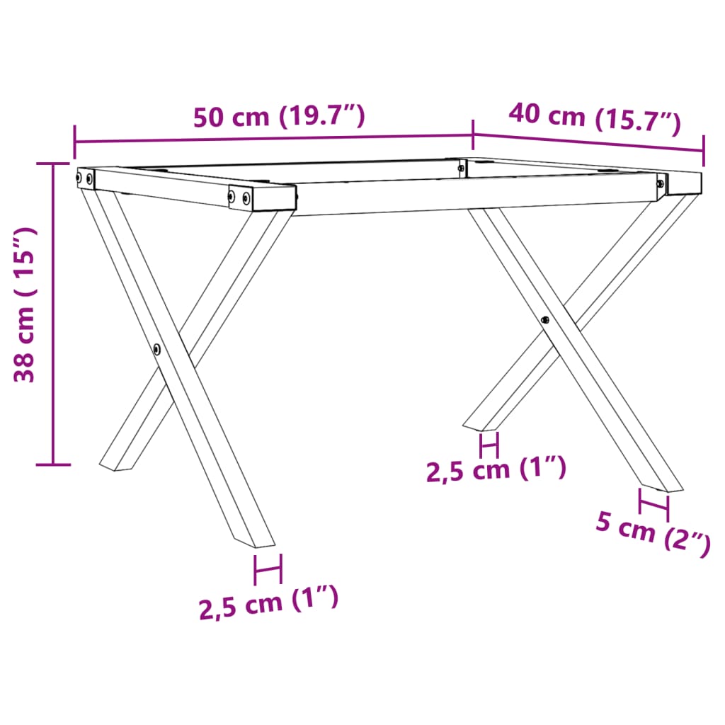 vidaXL Couchtisch-Gestell in X-Form 50x40x38 cm Gusseisen