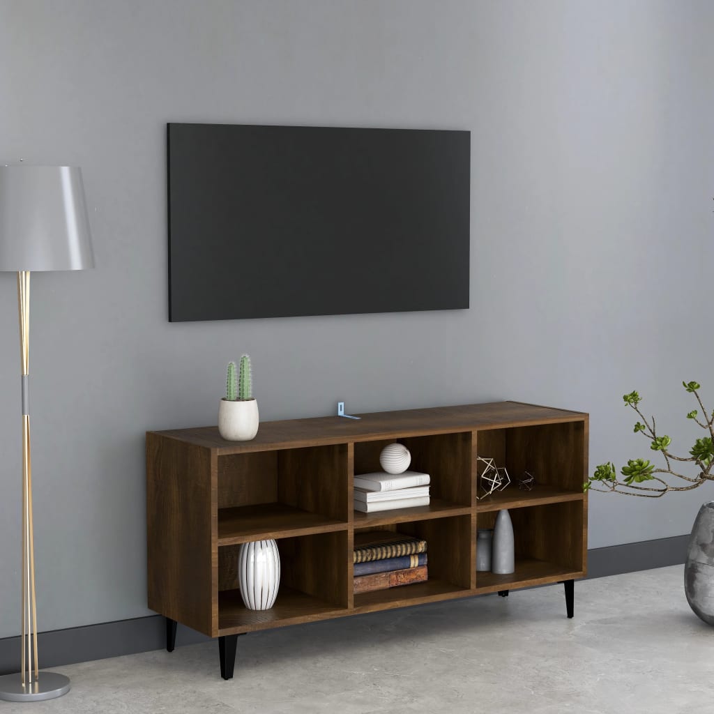 vidaXL TV-Schrank mit Metallbeinen Braun Eichenoptik 103,5x30x50 cm