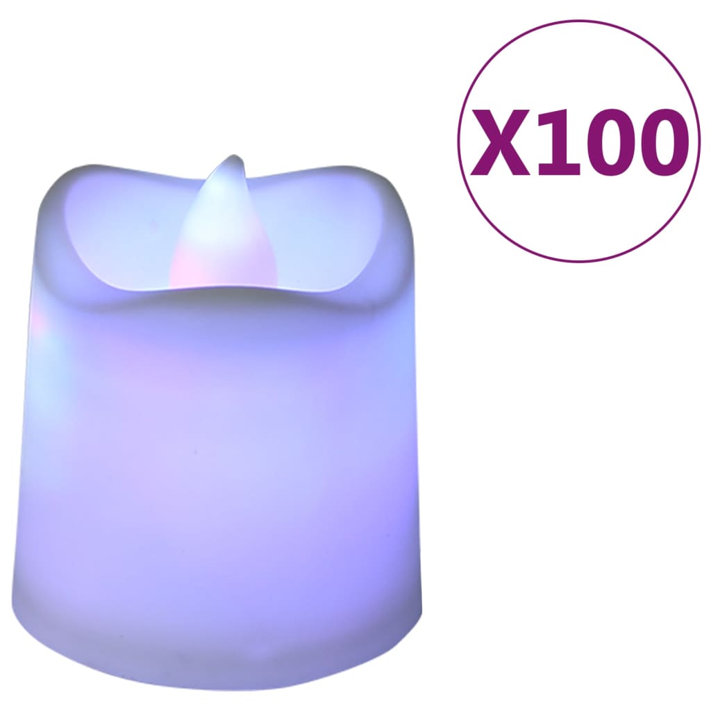 vidaXL Flammenlose Teelichter LED-Kerzen Elektrisch 100 Stk. Bunt