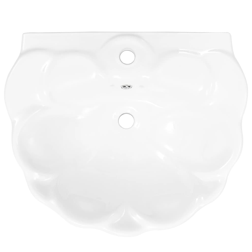 vidaXL Freistehendes Waschbecken mit Säule Keramik Weiß 580x510x200 mm
