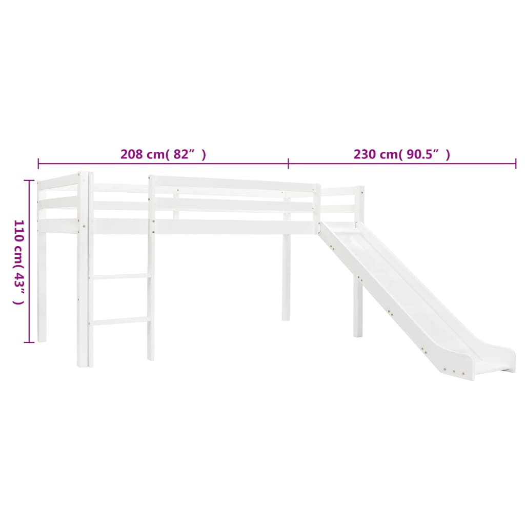 vidaXL Kinderhochbett-Rahmen mit Rutsche & Leiter Kiefernholz 97x208cm