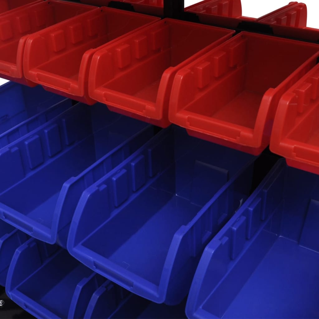 Werkstattboxen mit Ständer auf Rollen Blau & Rot